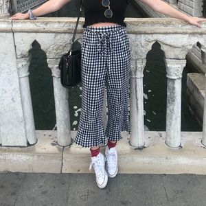 Gingham wide leg flowy pants size XS from UO